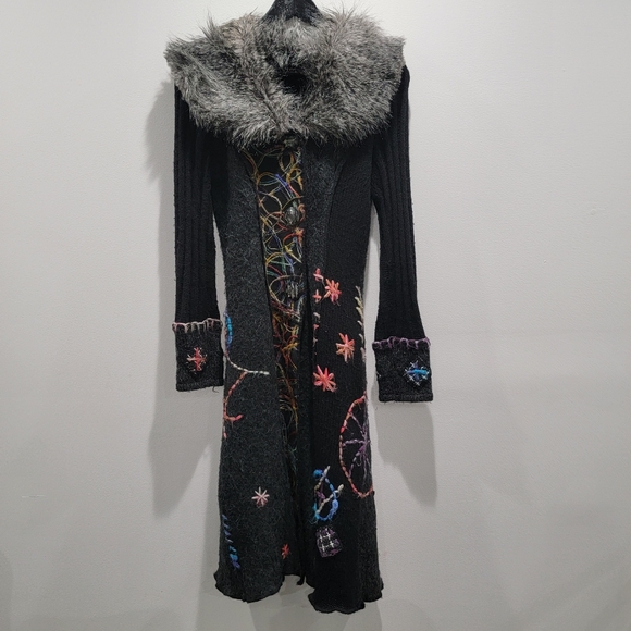 Jackets & Blazers - Griffolie Paris Designer Abstract Fur Dress Coat Size 1